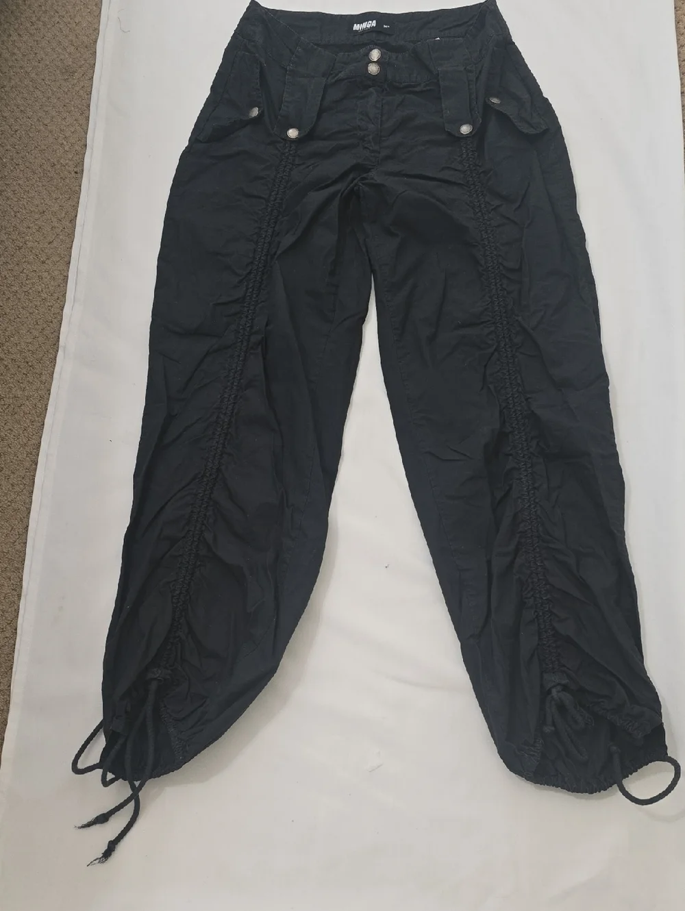 Minga‎ London Black Drawstring Cargo Jogger Pants - 26